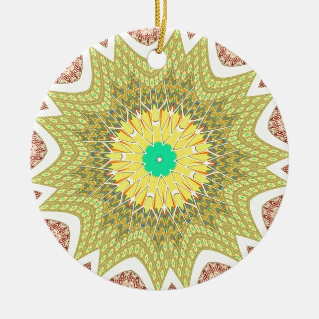 gOLDEN YELLOW Afrikanisches Stammesmuster Keramik Ornament (Vorne)