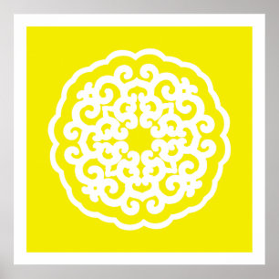 Golden Yellow Asian Moods Mandalla Poster