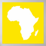 Golden Yellow Audacious Africa Poster<br><div class="desc">Afrika kartografiert Kontur in Weiß mit Kontrastfarben in Emporio Moffas "Safari"-Palette,  inspiriert durch die wagemutige Abenteuerlust und Wildnis des Kontinents.</div>