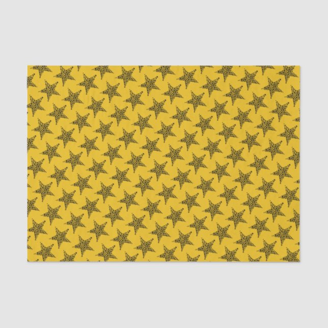 Golden Yellow Black Stars Zwirnpapier Seidenpapier (Vorderseite)