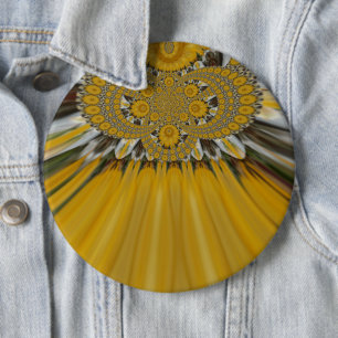 Golden Yellow Blume Design Art Button