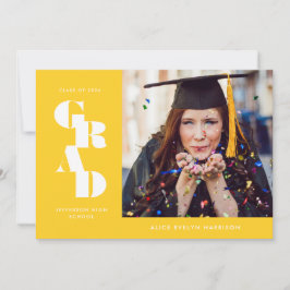 Golden Yellow Bold Serif Single Foto Abschluss Ankündigung