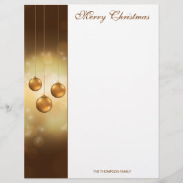 Golden Yellow Christmas Baubles on Yellow Bokeh Briefbogen