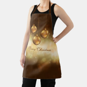 Golden Yellow Christmas Baubles on Yellow Bokeh Schürze