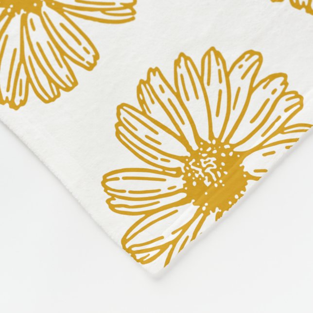 Golden Yellow Daisies Print, Daisy Floral Pattern Fleecedecke (Ecke)