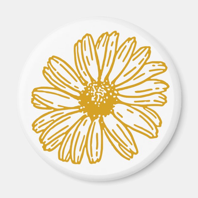 Golden Yellow Daisies Print, Daisy Floral Pattern Magnet (Vorne)