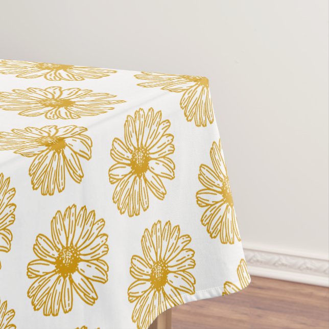 Golden Yellow Daisies Print, Daisy Floral Pattern Tischdecke (Beispiel)