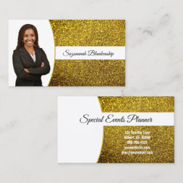 Golden Yellow Faux Glitter Professional Photo  Visitenkarte