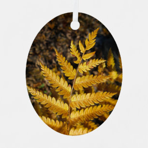 Golden Yellow Fern Blätter Ornament Aus Metall