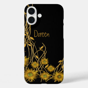 Golden Yellow Floral Abstraktes Kunstwerk iPhone 16 Plus Hülle