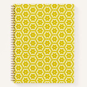 Golden Yellow Floral Spiral Notebook Notizbuch