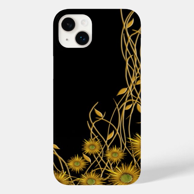 Golden Yellow Floral & Vine Abstraktes Kunstwerk Case-Mate iPhone Hülle (Rückseite)