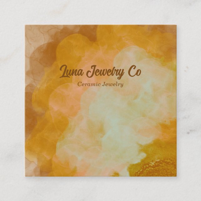 Golden Yellow Flower Burst Jewelry Craft  Quadratische Visitenkarte (Vorderseite)