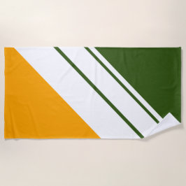 Golden Yellow Forest Green White Racing Streifen Strandtuch