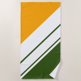 Golden Yellow Forest Green White Racing Streifen Strandtuch