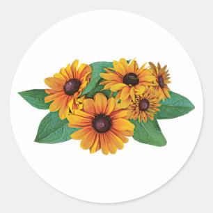 Golden Yellow Gerbera Daisies Runder Aufkleber