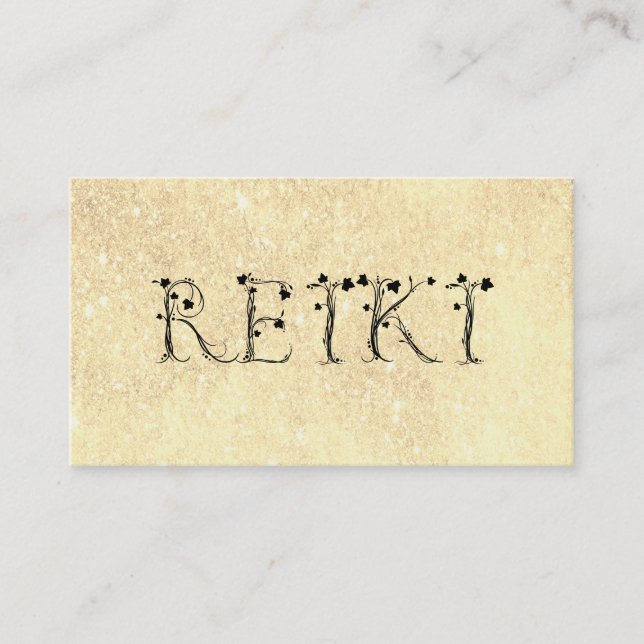 *~* Golden Yellow Glitzer REIKI Ivy Typografie Visitenkarte (Vorderseite)