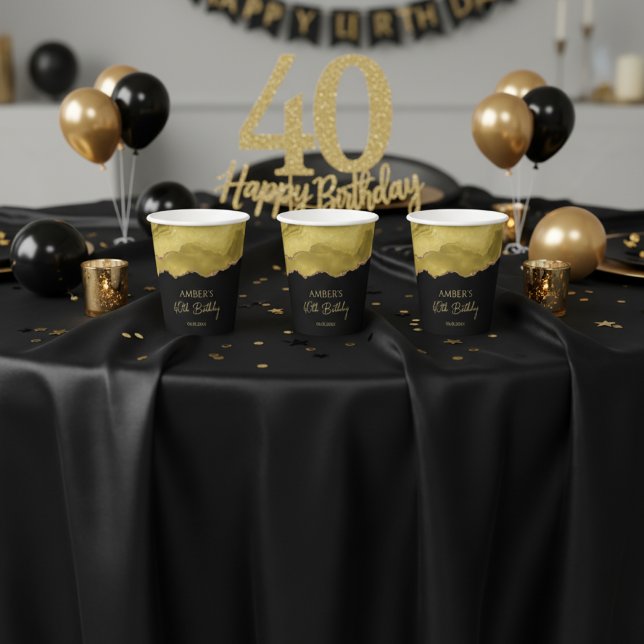 Golden Yellow Gold Glitter Abstract Watercolor  Pappbecher (Von Creator hochgeladen)