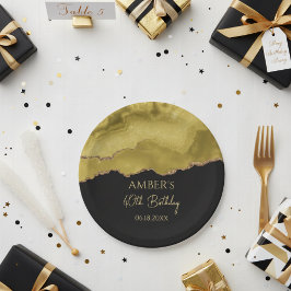 Golden Yellow Gold Glitter Abstract Watercolor Pappteller