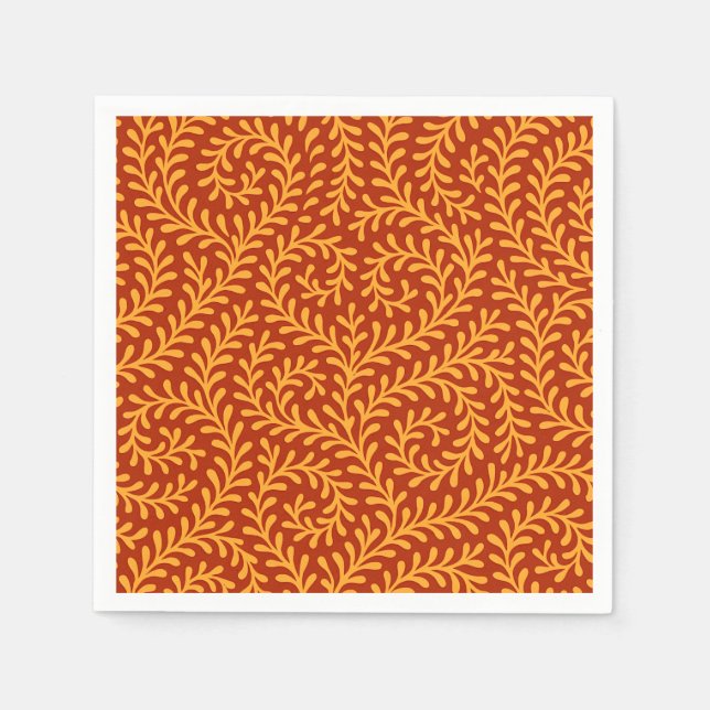 Golden Yellow Leafy Vine Pattern  Serviette (Vorderseite)