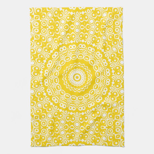 Golden Yellow Mandala Pattern Geschirrtuch (Vertikal)