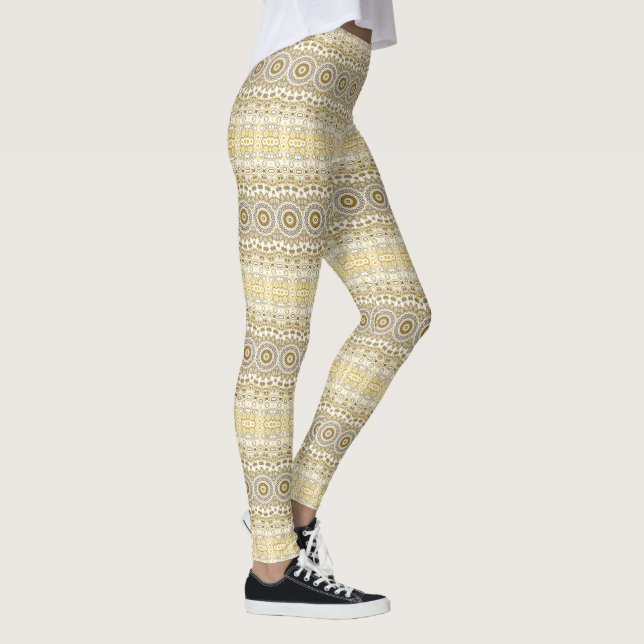 Golden Yellow Mandala Pattern Leggings (Rechts)