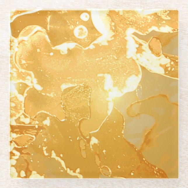 Golden Yellow Marble Ink Pattern Glasuntersetzer (Vorderseite)
