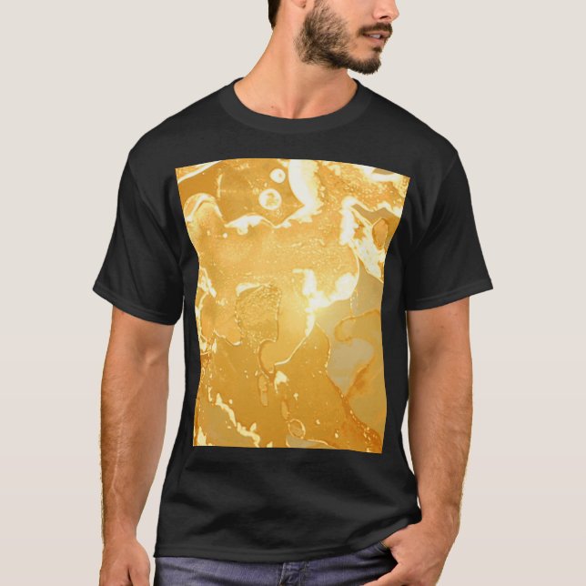 Golden Yellow Marble Ink Pattern T-Shirt (Vorderseite)