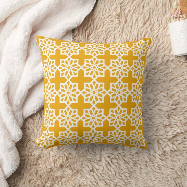 Golden Yellow marcan Star Pattern Tile Throw Pil Kissen (Decke)
