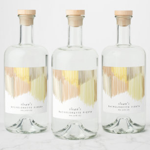 Golden Yellow Modern Fringe Junggeselinnen-Abschie Alkoholflaschenetikett