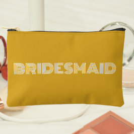 Golden Yellow Modern Typografy Bridesmaid Zubehörtasche