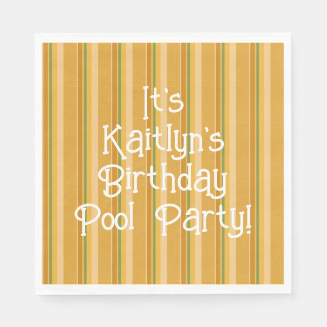 Golden Yellow Orange Green Rust Strip Serviette (Vorderseite)