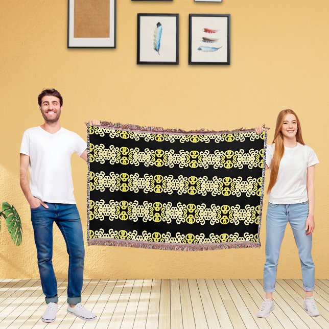 Golden Yellow Ornamental Stripe Seamless Pattern Decke (Von Creator hochgeladen)