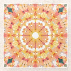 Golden Yellow Pink Green Star Dekor Glasuntersetzer