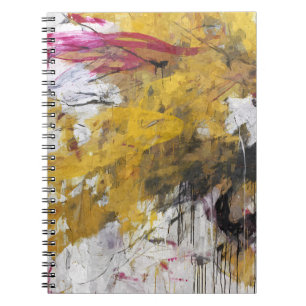 Golden Yellow Pink Weiß Abstrakter Tropfen Notizblock