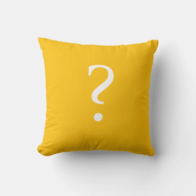 Golden Yellow Question Mark Throw Kissen (Vorderseite)