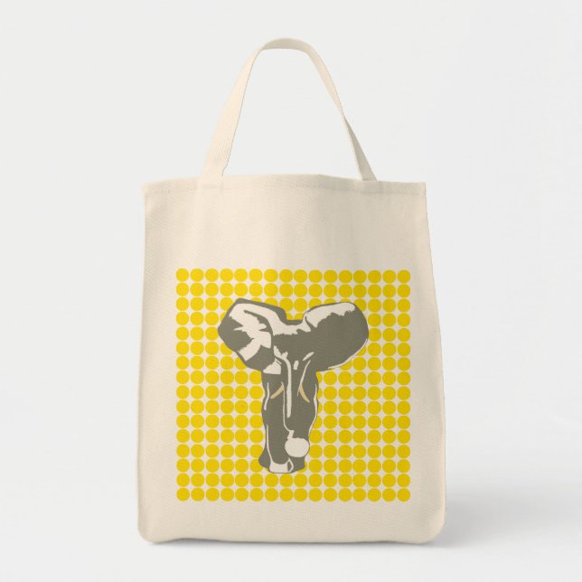 Golden Yellow Safari Dog mit Pop Art Elefant Tragetasche (Vorne)
