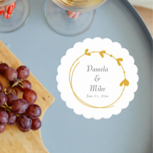 Golden Yellow Simple Heart Wreath Wedding Untersetzer