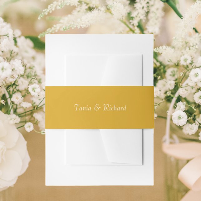 Golden Yellow Simple Stylish Name Wedding Einladungsbanderole (In Situ Wedding)