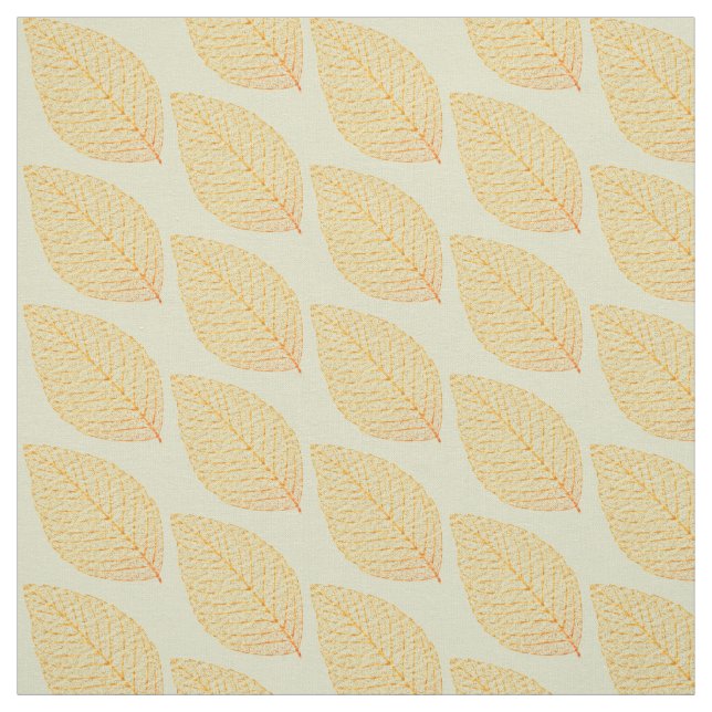 Golden Yellow Skelett Leaf Muster Pastellgrün Stoff (Muster)