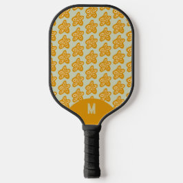 Golden Yellow Sketched Flowers on Sage Pickleball Schläger