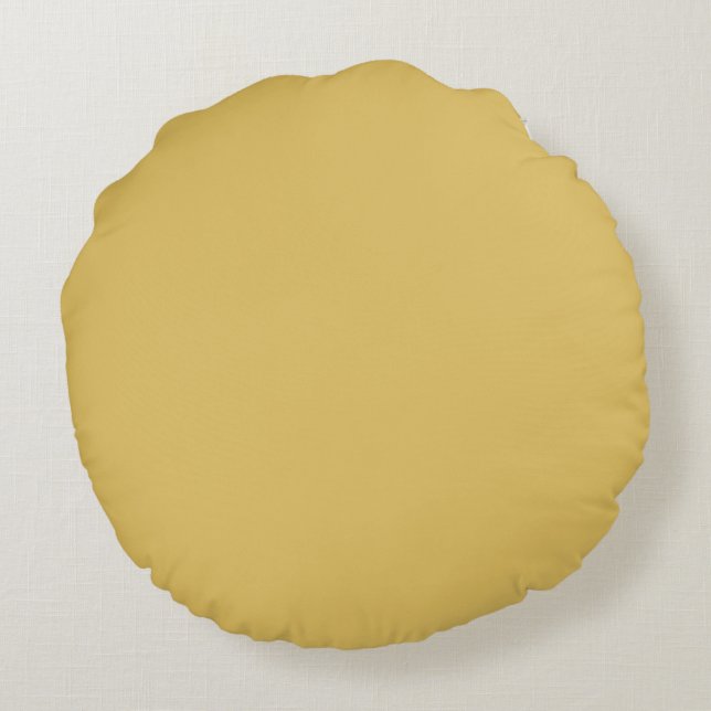 Golden Yellow Solid Color 2022 Popular Hue Rundes Kissen (Rückseite)