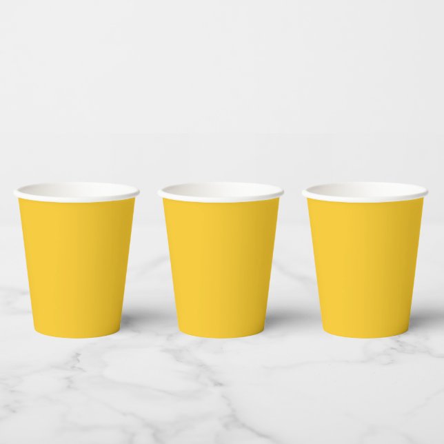 Golden Yellow Solid Color Paper Cups Pappbecher (Multi)