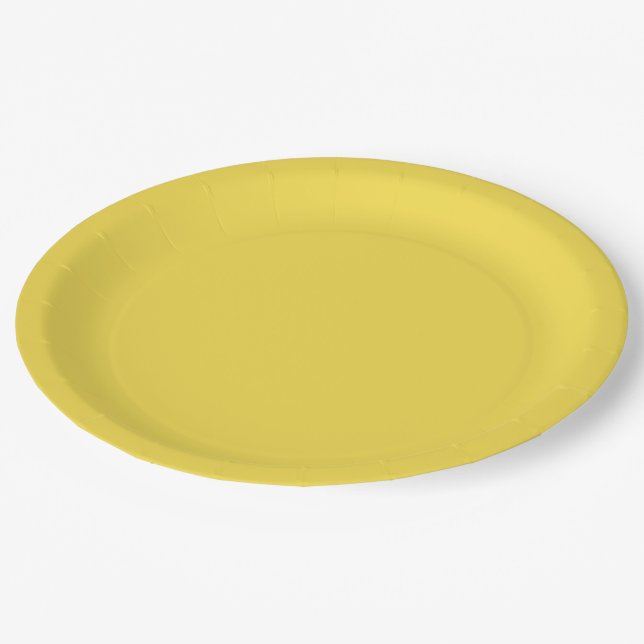 Golden Yellow Solid Color Pappteller (Schrägansicht)