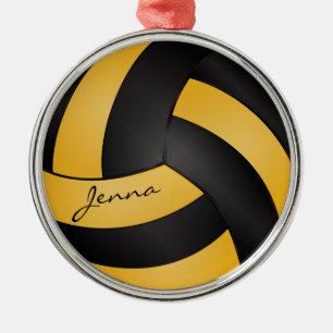 Golden Yellow und Black Personalisieren Volleyball Ornament Aus Metall