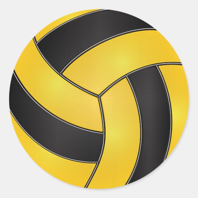 Golden Yellow und Black Volleyball Runder Aufkleber (Vorderseite)