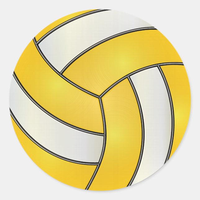 Golden Yellow und White Volleyball Runder Aufkleber (Vorderseite)