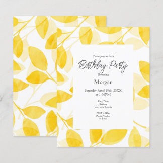 Golden Yellow Watercolor-Blätter Einladung