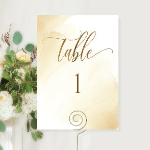 Golden Yellow Watercolor, Moderne Tischnummer