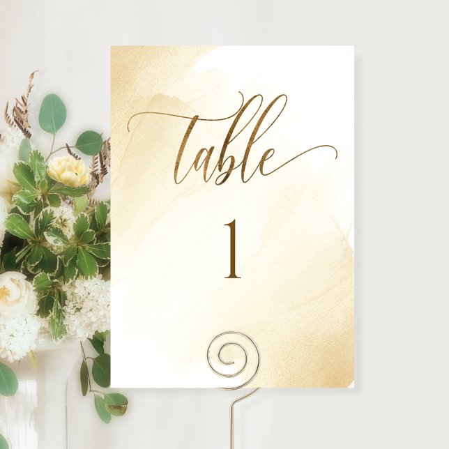 Golden Yellow Watercolor, Moderne Tischnummer (Von Creator hochgeladen)